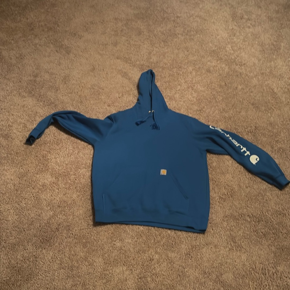 Blue X-Large CarHartt hoodie worn